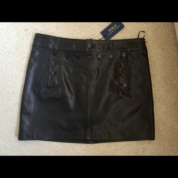 Ralph Lauren Moto lambskin leather skirt - Picture 3 of 7